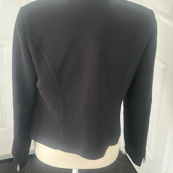 VTG 90s Jessica Howard Cropped Blazer – Black w/ White Contrast Piping, USA Sz 8 - Picture 7 of 14